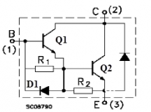 BU808DFI транзистор биполярный составной TO-3PF, NPN+D Darl, 1400В, 8А, 52Вт