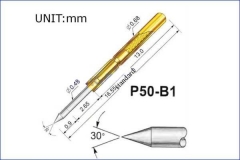 Пружинный контакт-зонд P50-B1, (16.55мм, диаметр 0.68мм, давление пружины 75г)