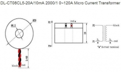 Трансформатор токовый 2000/1 Dl-CT08CL5-20A / 10mA, 120А макс