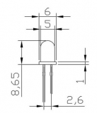 Светодиод желтый 5мм (1.8-2.2В, 5mA-20mA)