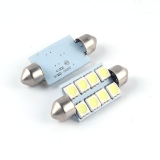 Светодиодная лампа для автомобиля, цоколь Festoon, 12В, 8 SMD светодиодов 5050, цвет белый, длина 41мм
