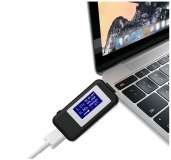 Электронный двухсторонний USB Type-C тестер с графическим дисплеем, поддержкой QC2.0 и QC3.0 (напряжение 4-30 В, ток 0-5.1 А, мощность, время, емкость, температура)
