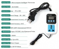 Цифровой контроллер регулятор температуры с термопарой, VKS-W2001, -50°С ~ +120°C, 110-220В, ток управления 10A, красный дисплей