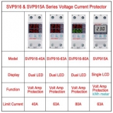 SVP916-40A Регулируемое реле защиты по напряжению и току до 40А с вольтметром и амперметром, на DIN-рейку 35мм