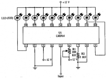 LM3915N-1, DIP18, Драйвер линейных светодиодных индикаторов