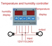 Цифровой регулятор температуры и влажности ZFX-ST3022 с датчиком, -20°C +80°C, влажность 0-99%RH, 220В два реле 10A
